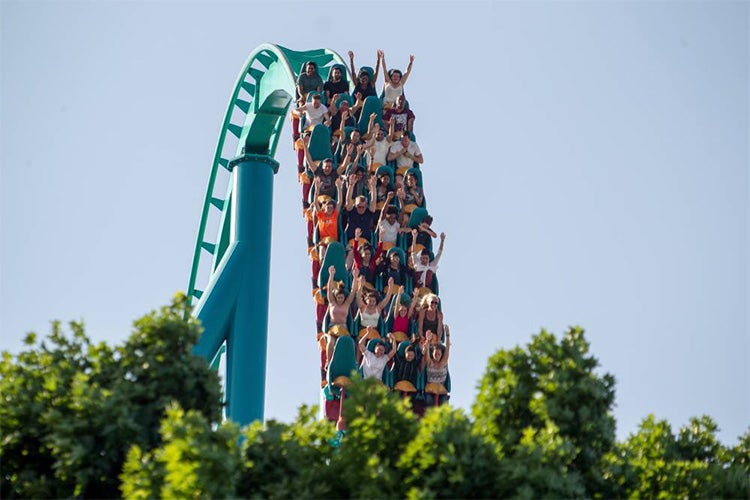 people are seen riding a roller coaster at canada's wonderland