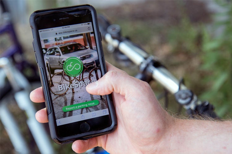 BikeSpace app on a phone screen