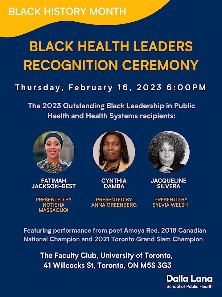 Black Health Leaders Recognition Ceremony poster