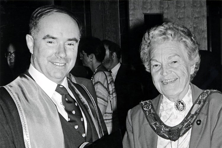 Photo of Desmond Morton with Hazel McCallion