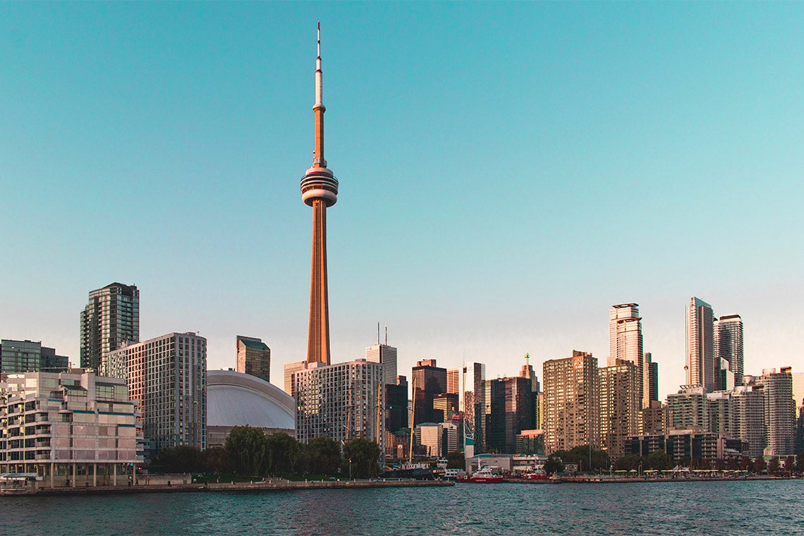 Photo of Toronto's skyline, including the CN Tower