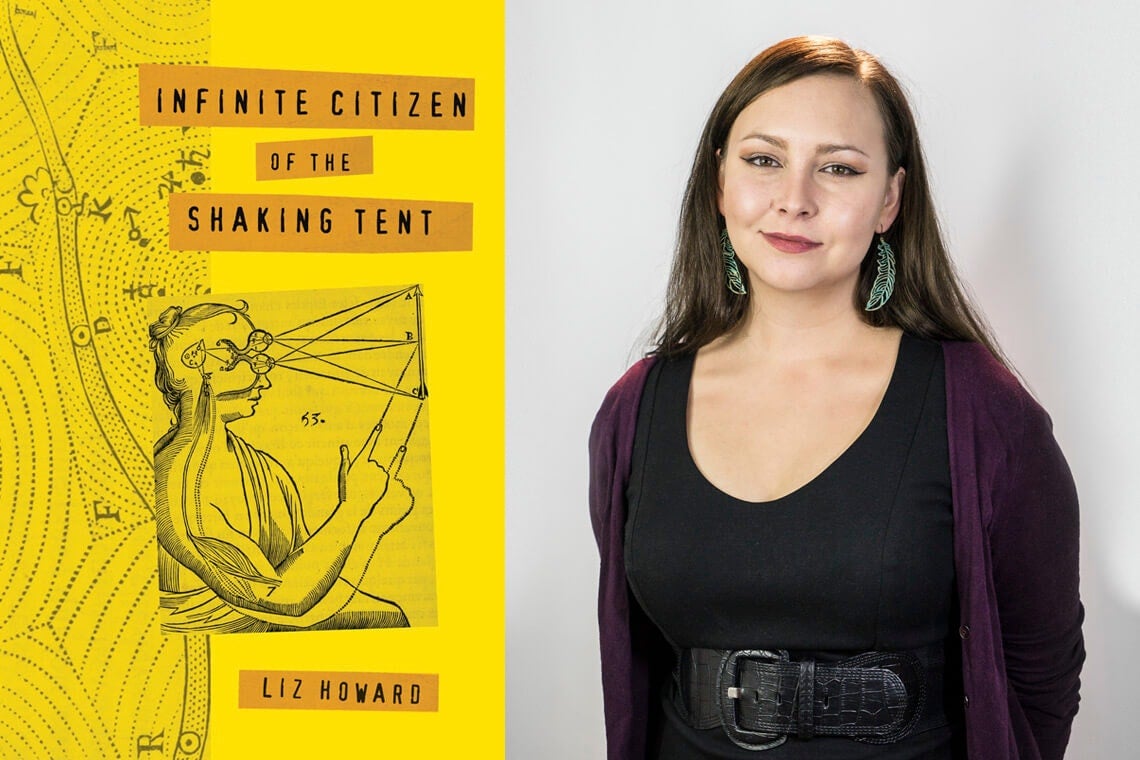 composite photo of Liz Howard and book jacket