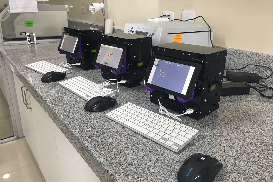 Prototype portable diagnostic devices made by LSK Technologies Inc. are about the size of a toaster.