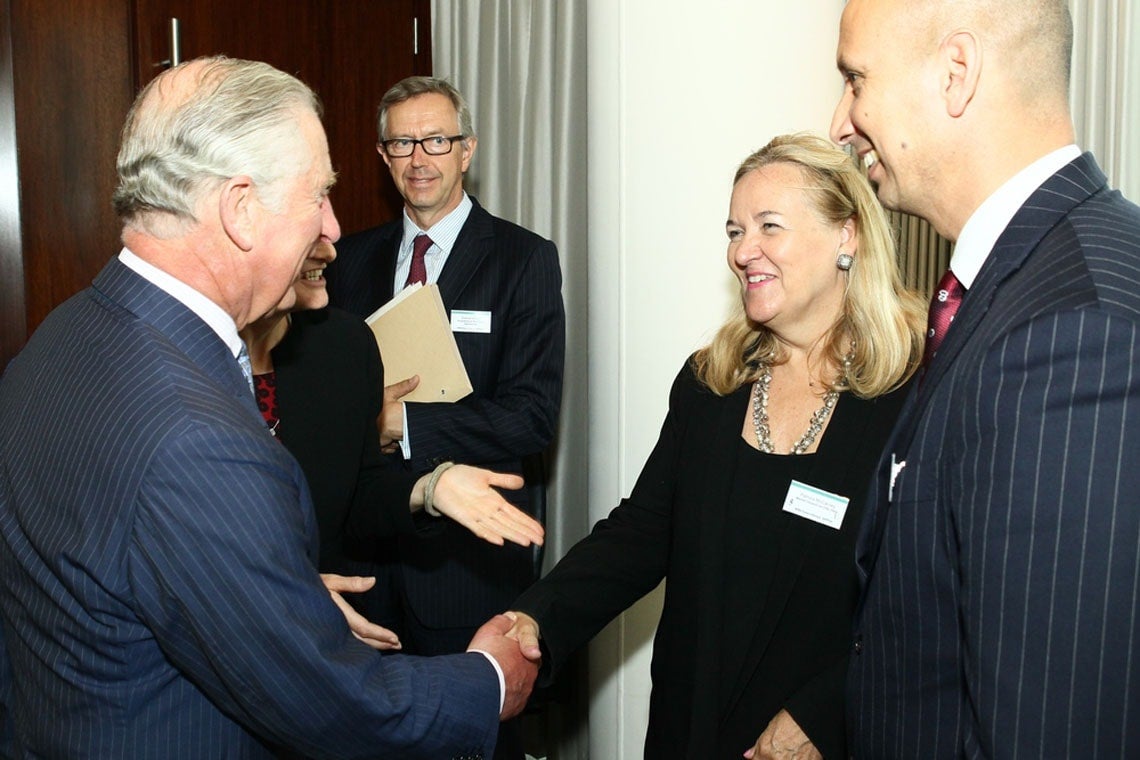 Prince Charles shakes hands with Patricia McCarney (Paul Burns Photography)