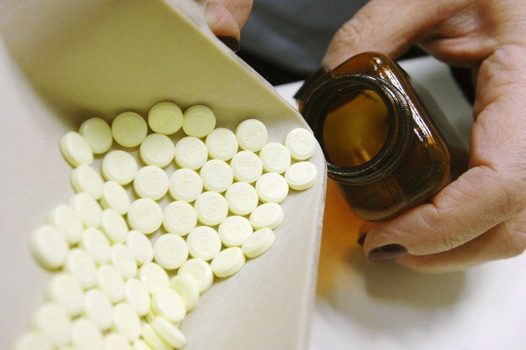 pills being put into a bottle