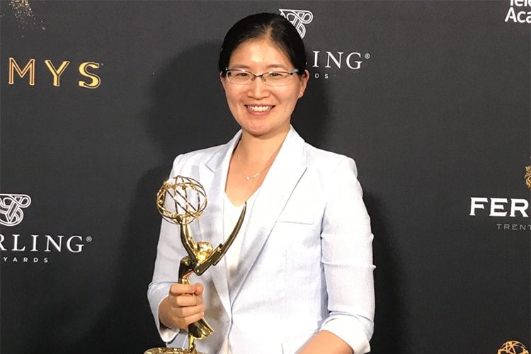 Photo of Vivienne Sze with Emmy