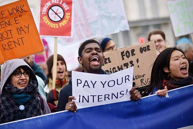 Photo of interns protesting