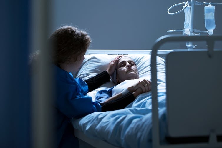 Photo of patient in hospital bed