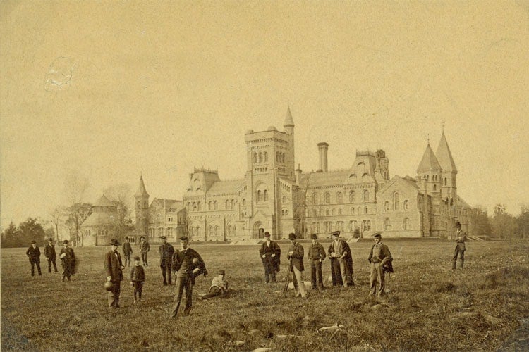 Students in the 1880s standing in front of University College