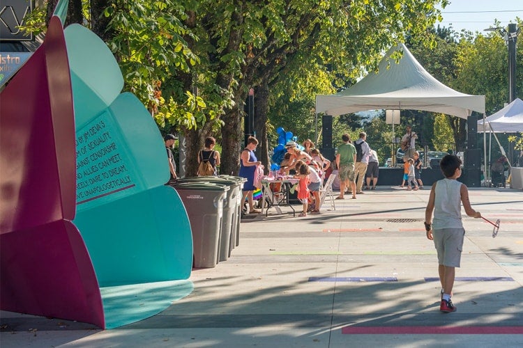 Megaphone in Jim Deva plaza