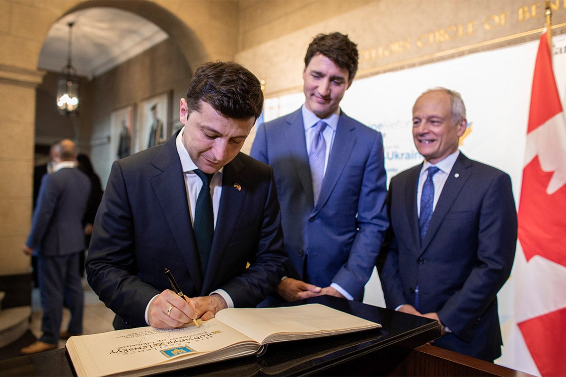 Photo of Zelenskiy, Trudeau and Gertler