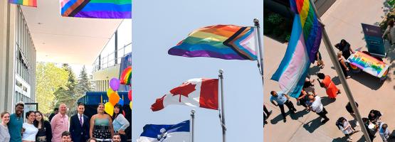 pride progress flag raising at the 3 U of T campuses