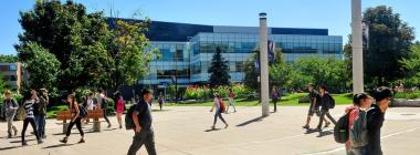 People walking around the UTSC campus