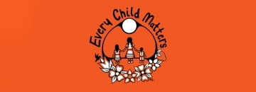 'Every Child Matters' logo on an orange background