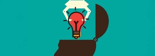 illustration shows a robot arm plucks a lightbulb from a human head