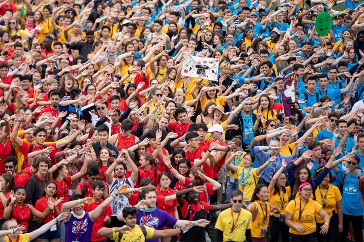 Students participating in the Cheer-Off at Varsity Stadium