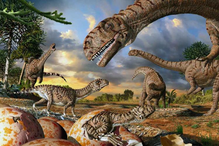 artist's rendering of dinosaurs