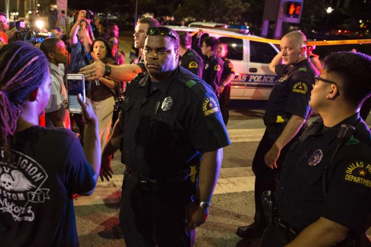 Getty photo of police and protesters