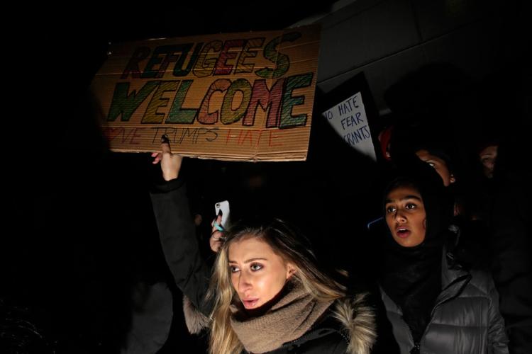 Getty photo of protesters at airport