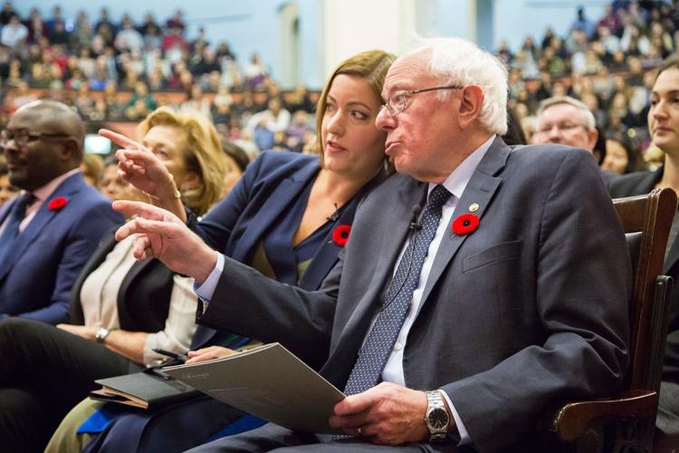 Photo of Danielle Martin and Bernie Sanders