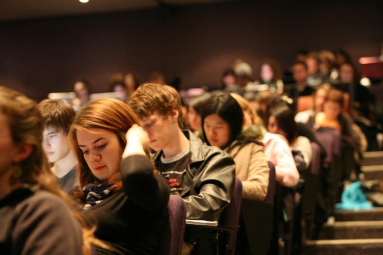 Photo of students taking exam