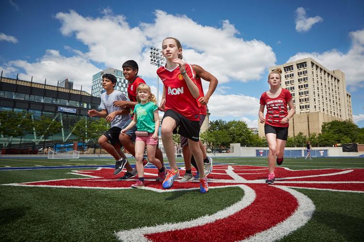 photo of children running