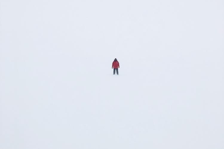 Photo of Matt Young in Antarctica snow