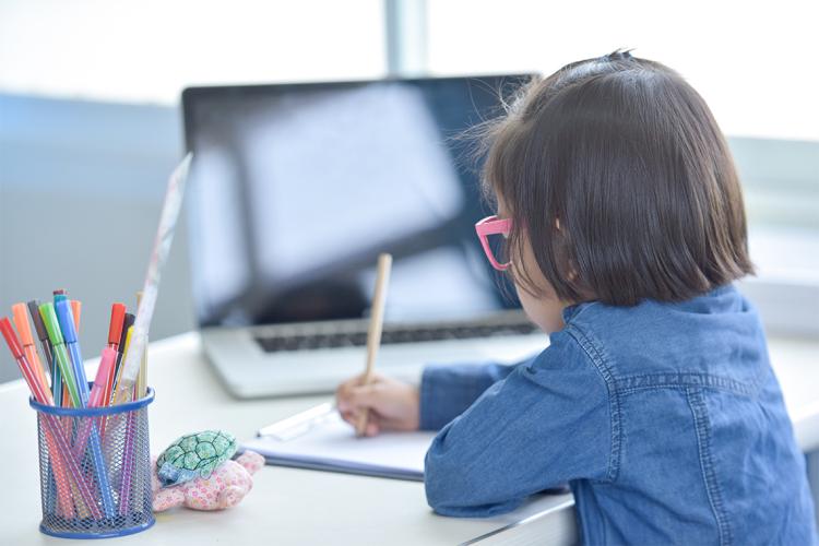 A child painting