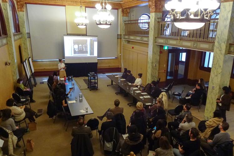 U of T art history students present their research to Ontario Heritage Trust staff and other guests at a public forum at the Ontario Heritage Centre 