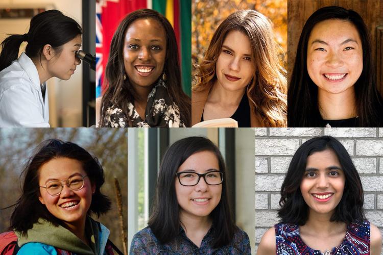 Clockwise from top left: Samantha Cheung, Chibulu (Lulu) Luo, Marta Overchuk, Karen Chu, Chinmayee (May) Gidwani, Dana Kokoska and Yilin Huang.
