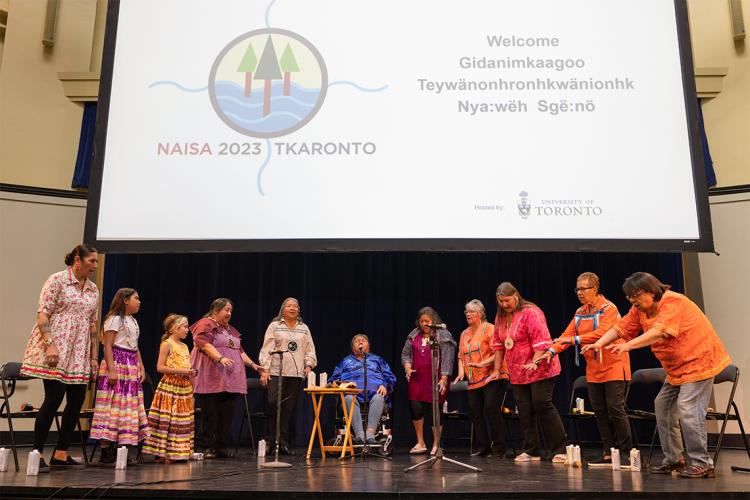 Performers on stage at the 14th annual Native American and Indigenous Studies Association (NAISA) conference,