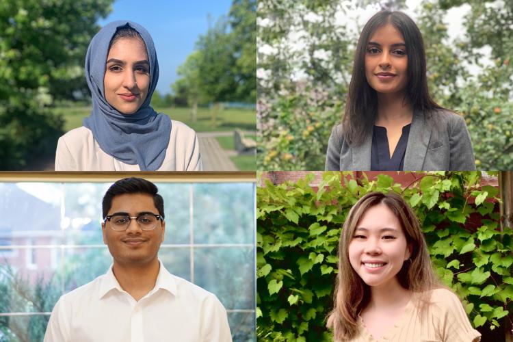 Cloclockwise from top left: Kanza Naveed, Wafa Baqri, Amanda Mac and Siddh Sood 