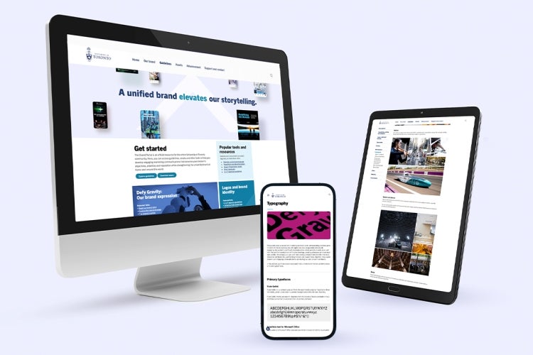 computer, smartphone and tablet with the brand portal webpage displayed on each
