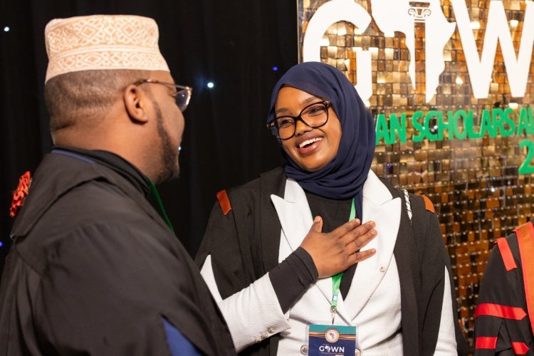 Amal Mohamoud looks happy to be honored at The Gown awards