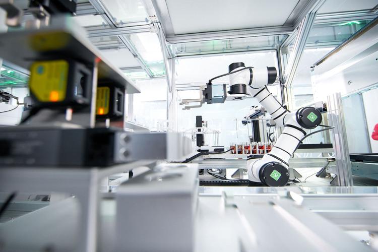 A photo of a lab bench with equipment on it