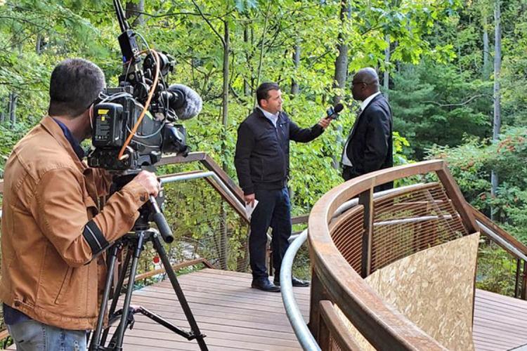 Wisdom Tetty speaks to CTV news at the new UTSC Valley land trail