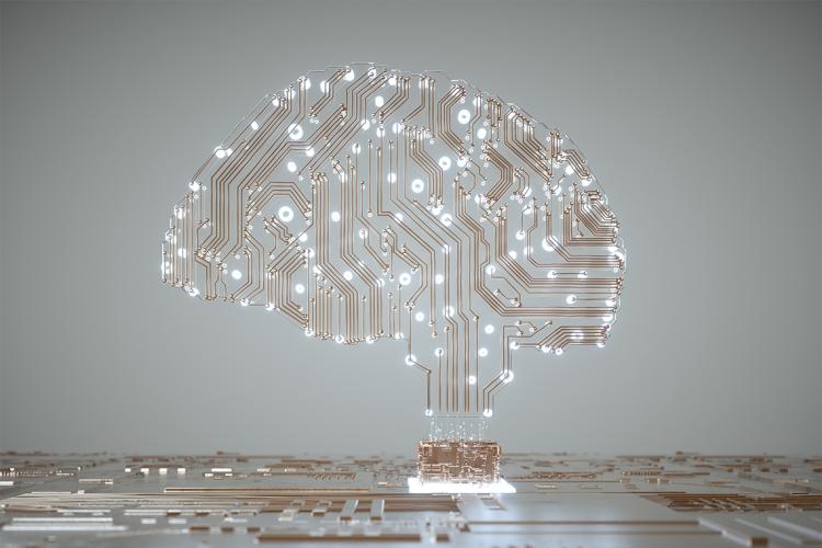 a brain made up of circuit board connections