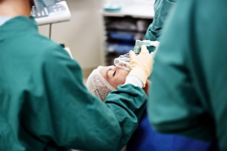patient undergoing anesthesia before surgery