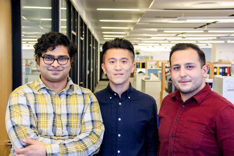 Harsha Murthy, Frank Shin-Haw Lee and Sina Hadipour-Lakmehsari pose for a photo