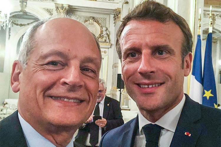 U of T President Meric Gertler and French President Emmanuel Macron