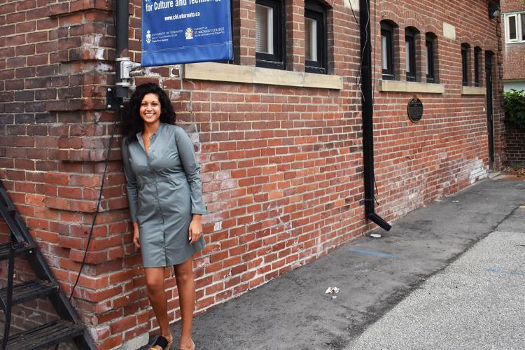 Sarah Sharma outside U of T's McLuhan's Centre 