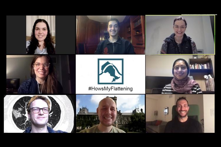 #HowsMyFlattening team members participate in a Zoom conference