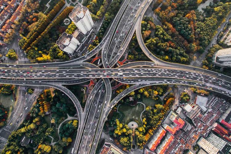 Photo of an interchange in Shanghai, China