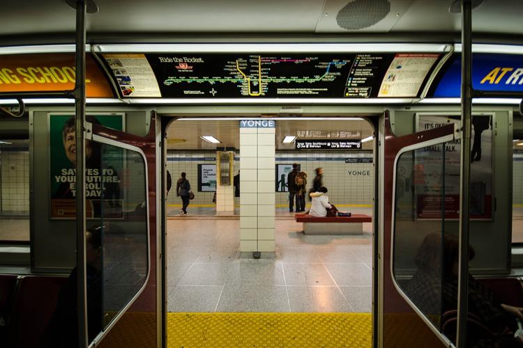 A picture of open subway doors