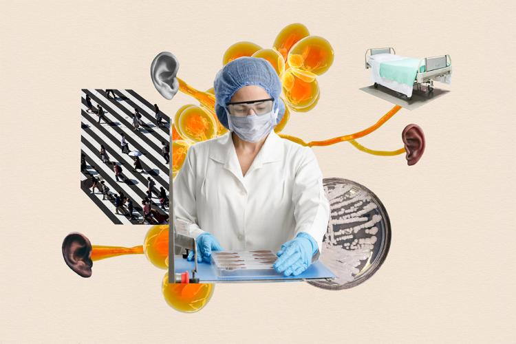 Photo illustration of a lab tech