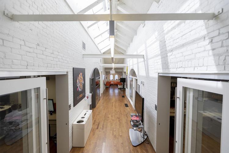 Photo of an empty hallway at Citizen Lab