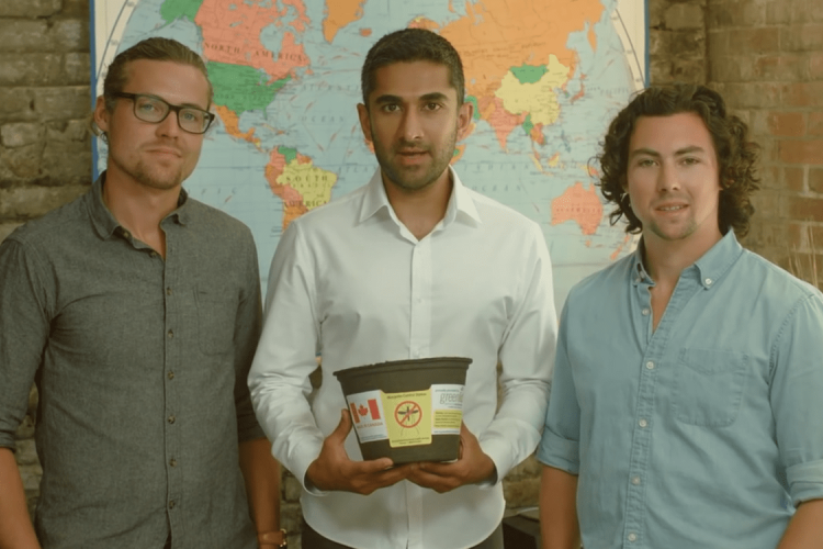 Greenlid founders Morgan Wyatt, Adil Qawi and Jackson Wyatt hold a biotrap