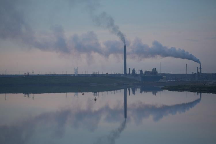 smokestacks in Alberta tar sands