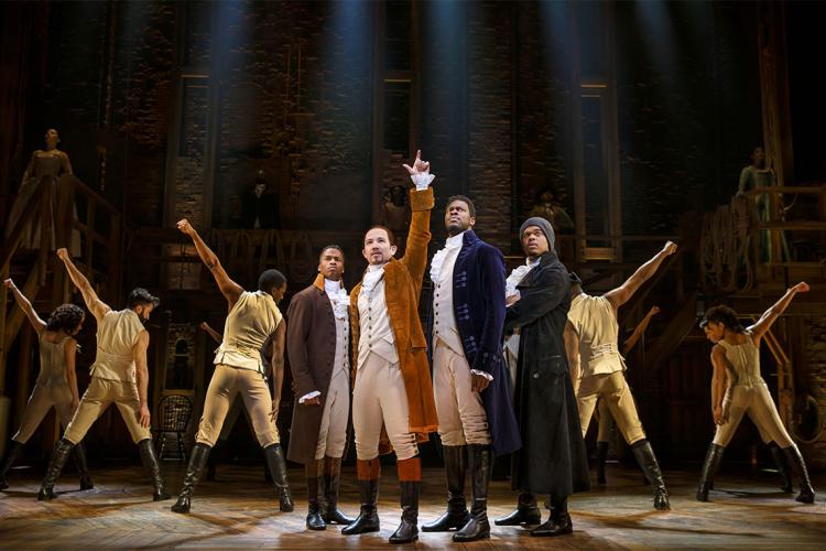 The cast of Hamilton on stage