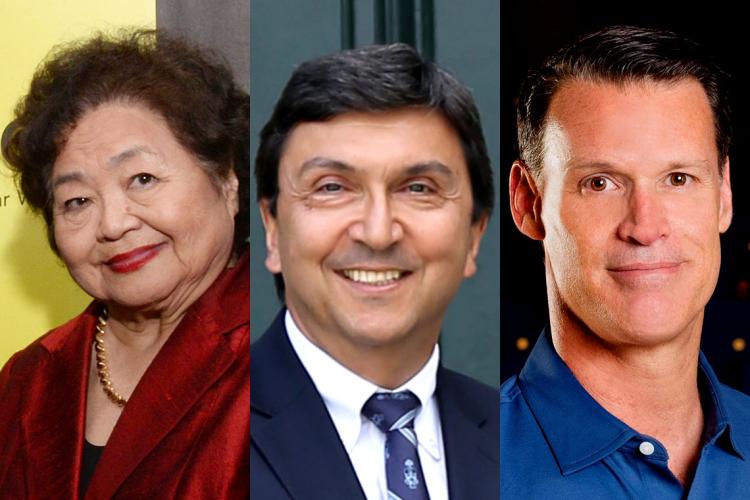 Photos of Setsuko Thurlow, David Naylor and Mark Tewksbury